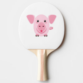Raquete De Tênis De Mesa Pequeno porco rosa feliz e fofo