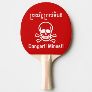 Raquete De Tênis De Mesa Perigo! Minas! ☠ Khmer - Sinal ☠