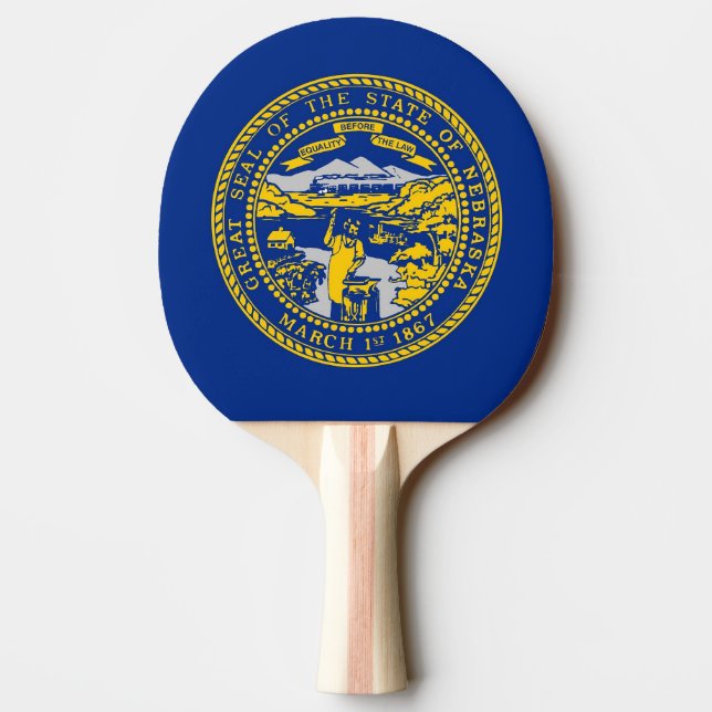 Raquete De Tênis De Mesa Ping pong paddle com bandeira de Nebraska, EUA (Verso)