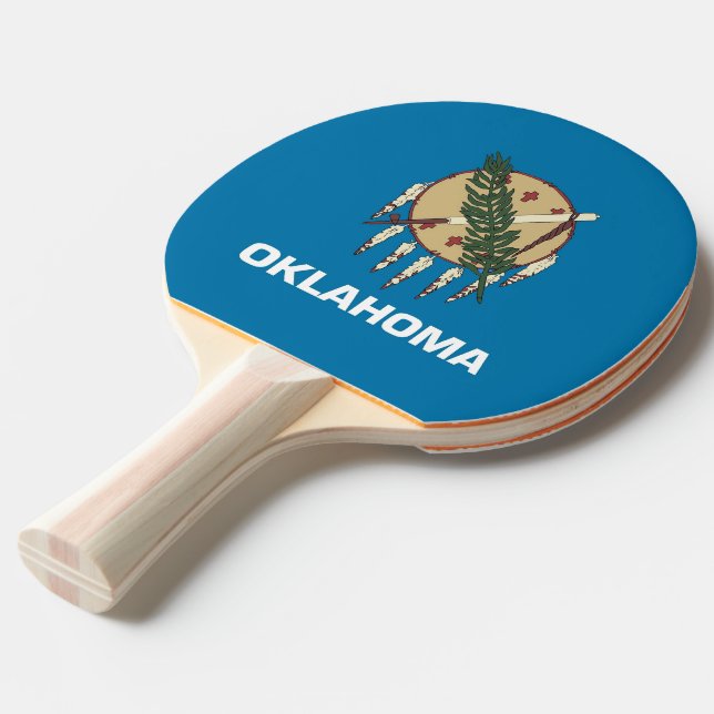 Raquete De Tênis De Mesa Ping pong paddle com Flag of Oklahoma State, EUA (Frente inclinada)