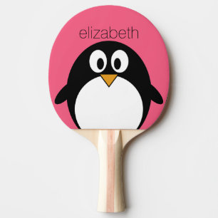 Raquete De Tênis De Mesa Pinguim de desenho animado bonito ilustra preto ro