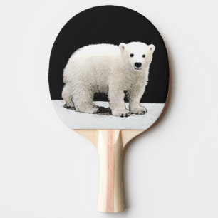 Raquete De Tênis De Mesa Polar Bear Cub Painting - Arte Original