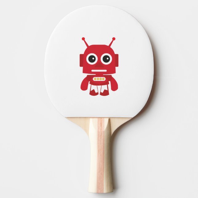 Raquete De Tênis De Mesa Red Retro Robot (Frente)