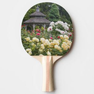 Raquete De Tênis De Mesa Rosas em flor e Rose Garden Gazebo no