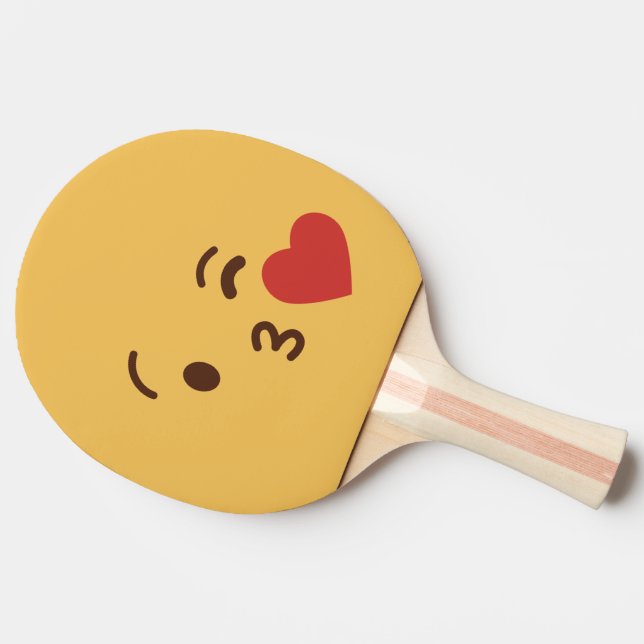 Raquete De Tênis De Mesa Rosto Engraçado. Emoji. Emoticon. (Lateral)