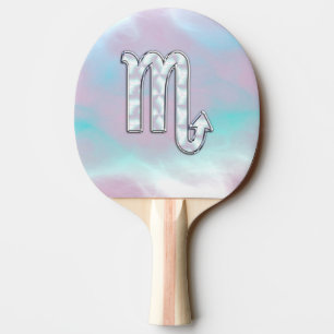 Raquete De Tênis De Mesa Scorpio Zodiac Símbolo em Mãe do Estilo Pérola