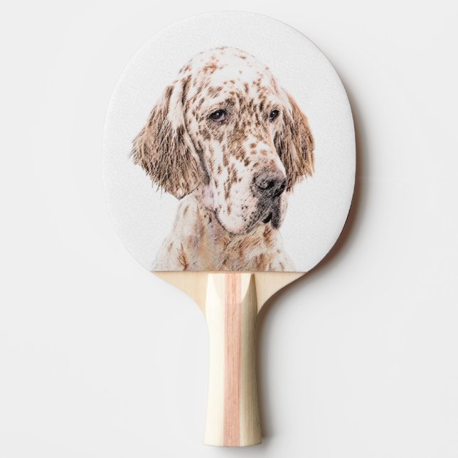 Raquete De Tênis De Mesa Setter Inglês Laranja Belton Pintando Arte Cão (Frente)