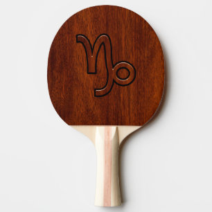 Raquete De Tênis De Mesa Símbolo Capricórnio Zodiac no Estilo de Mahogno im