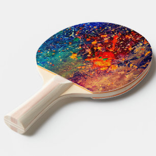Raquete De Tênis De Mesa Splatter Psicodélico   Abstrato de arco-íris col
