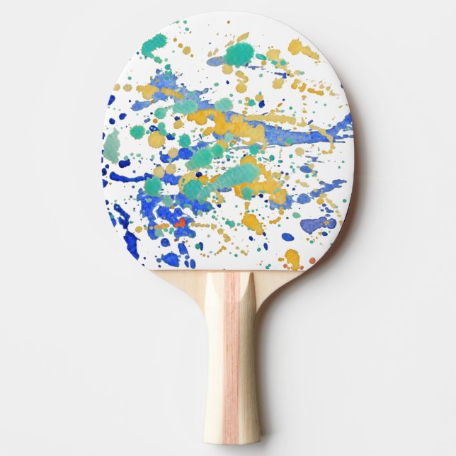 Raquete De Tênis De Mesa Splatters da pintura da aguarela (Frente)