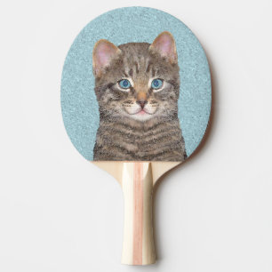 Raquete De Tênis De Mesa Tabelas de cinzas por Pintura de Gato - Arte de Ga