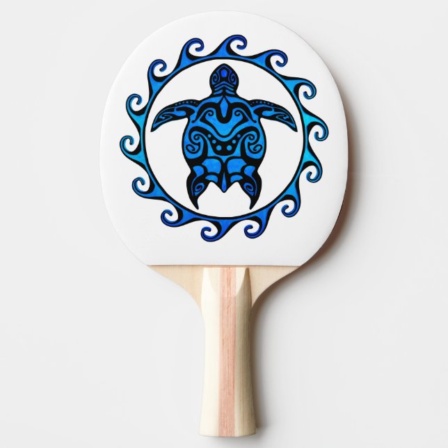 Raquete De Tênis De Mesa Tartaruga tribal azul Sun (Frente)