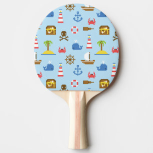 Raquete De Tênis De Mesa Teste padrão da arte do mar do pixel