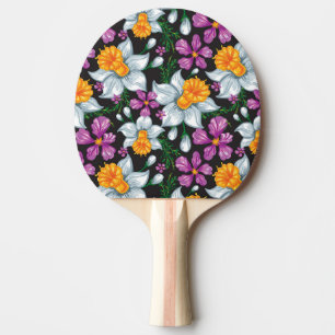 Raquete De Tênis De Mesa Teste padrão da elegância com flores 2 do narcis