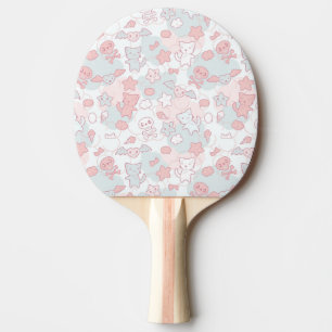 Raquete De Tênis De Mesa teste padrão do kawaii com doodle