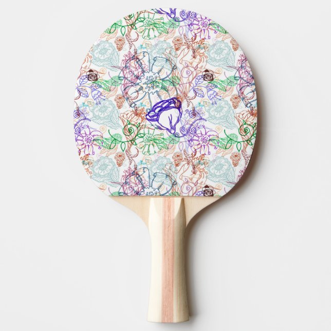 Raquete De Tênis De Mesa Teste padrão floral 8 (Frente)