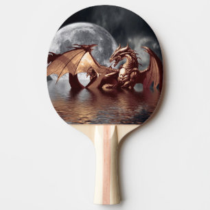 Raquete De Tênis De Mesa Trabalhos de arte da fantasia do dragão & da lua