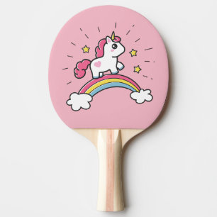 Raquete De Tênis De Mesa Unicórnio Bonito Em Design Arco-Íris