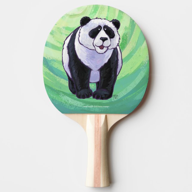 Raquete De Tênis De Mesa Urso de panda bonito no verde (Frente)