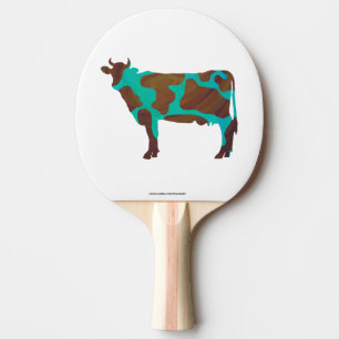 Raquete De Tênis De Mesa Vaca Brown e Teal Silhouette