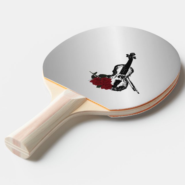 Raquete De Tênis De Mesa Violino e Rosa Prata (Verso inclinado)