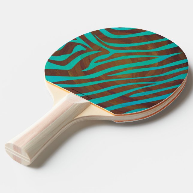 Raquete De Tênis De Mesa Zebra Brown e Teal Impressão (Frente inclinada)