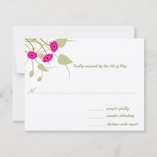 Raspberry Gerbers em RSVP de Casamento de Limões (Frente)