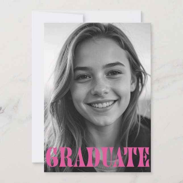 Raspberry Pink Modern Graduation Announcement Card (Frente)