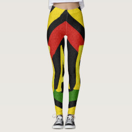 Rasta Jah Rastafari Leggings Verdes Douradas Verme