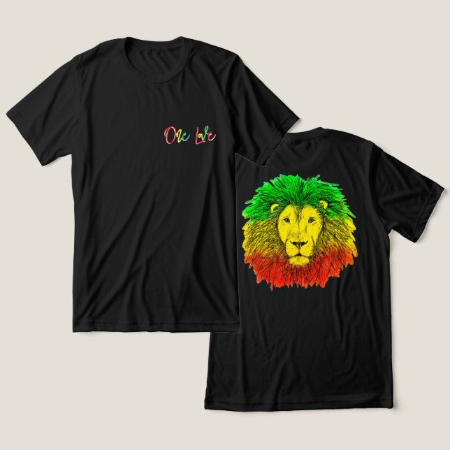 rasta lion head green yellow Jamaica one love (Design Frente e Verso)