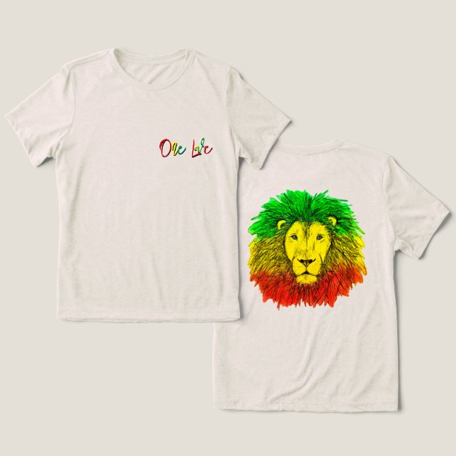 rasta lion head green yellow Jamaica one love (Design Frente e Verso)