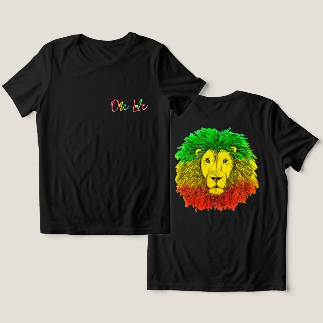 rasta lion head green yellow Jamaica one love (Design Frente e Verso)