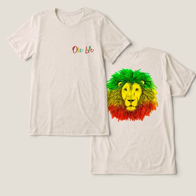 rasta lion head green yellow Jamaica one love (Design Frente e Verso)