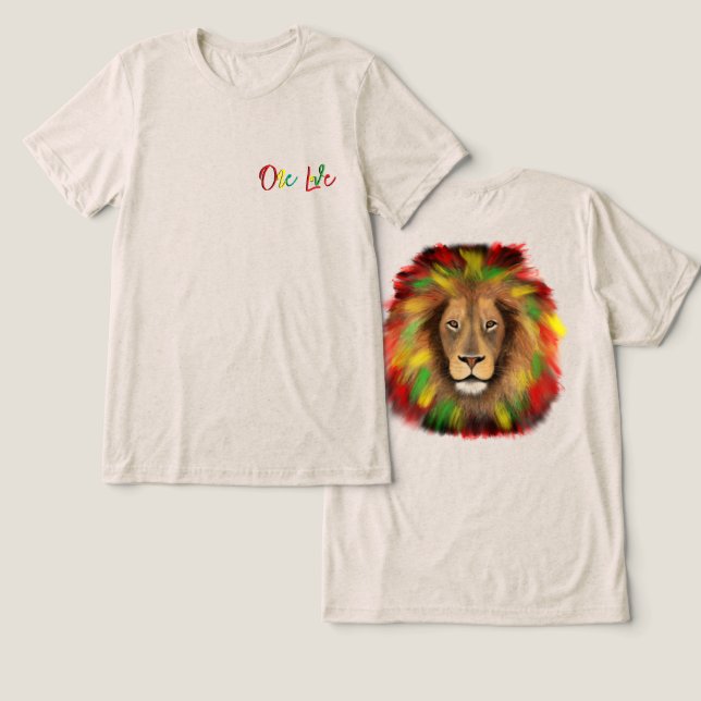 rasta lion head green yellow Jamaica one love (Design Frente e Verso)