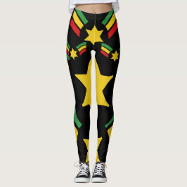 Rasta Reggae Leggings Estrelas Militares Design