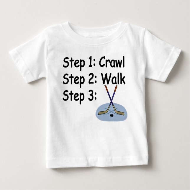 Rastejar, Walk, Tocar camiseta de bebê de hóquei (Frente)