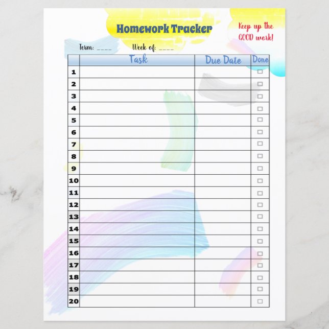Rastreador Personalizado de Homework para Estudant (Frente)