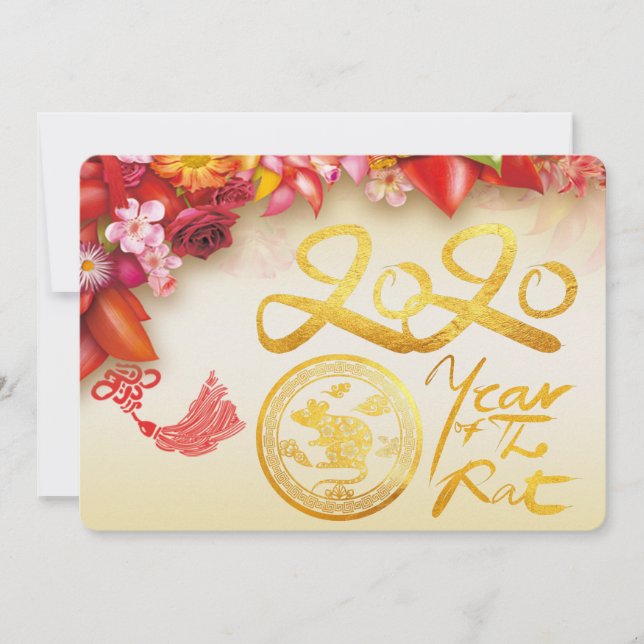 Rat 2020, Partido C, cortado em papel, chinês, flo (Frente)