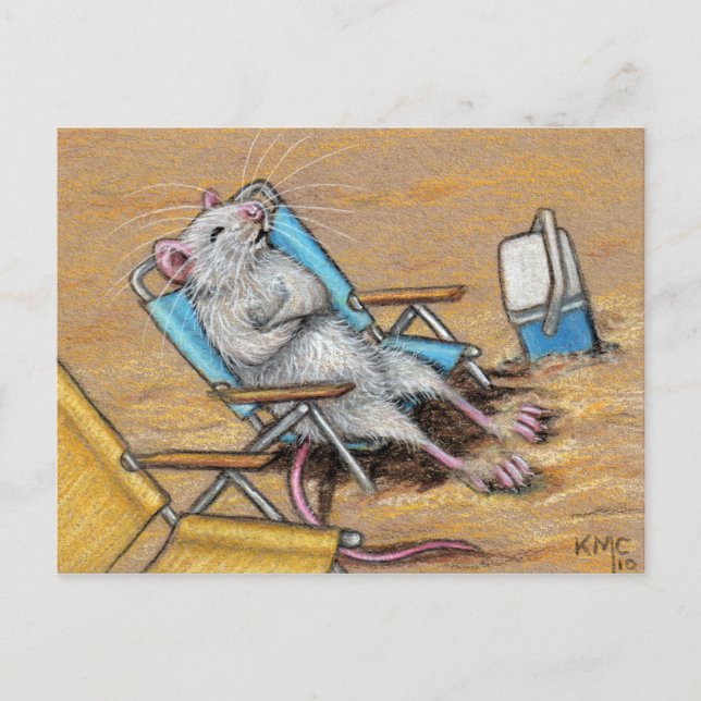 Rat relaxando no cartão postal da praia (Frente)