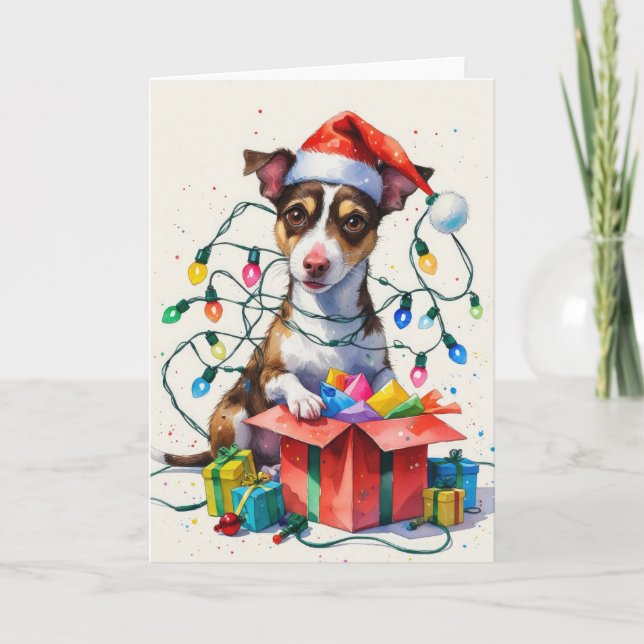 Rat Terrier Dog - Cartão de Saudação de Natal (Frente)