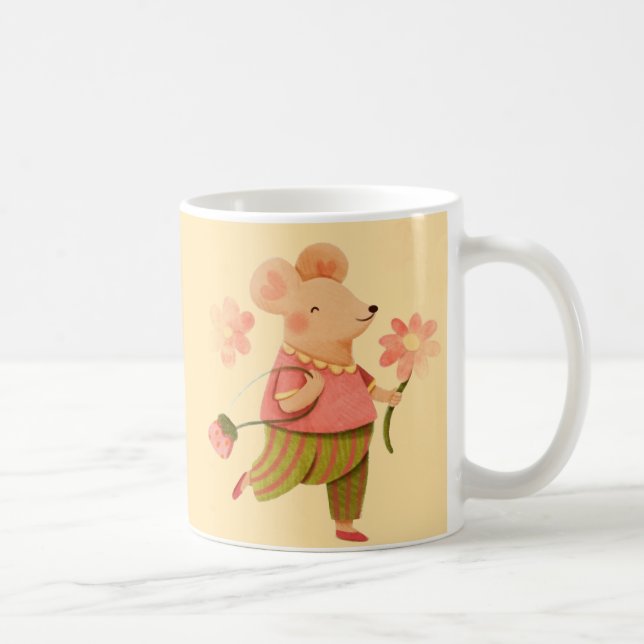 Rato Alegre em Flor - Caneca de Café Caprichosa (Direita)