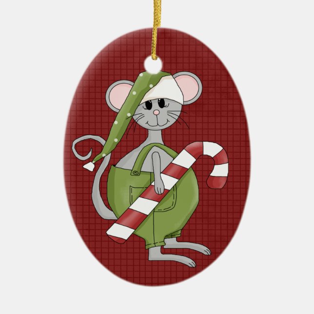 Rato de Natal Enfeite de Natal de Cerâmica (Frente)