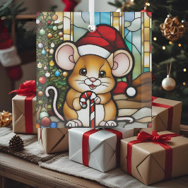 Rato de Natal Vidro Falso Vidro Manchado