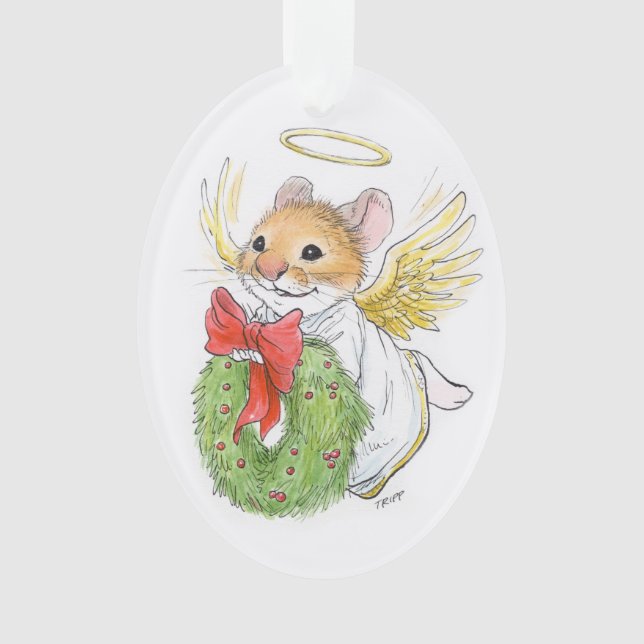Rato do anjo do Natal com ornamento da grinalda (Frente)