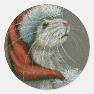 Rato em etiquetas do Natal do chapéu de Nick da