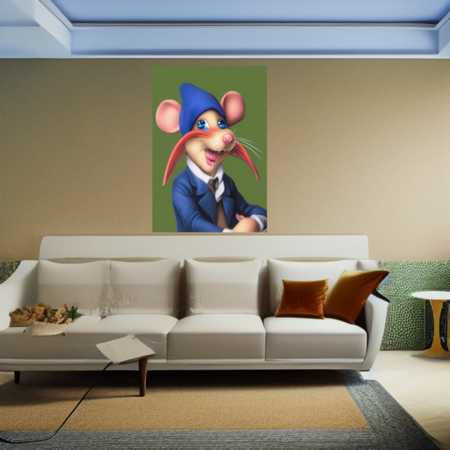 Rato em jaqueta azul e beanie | AI Art Poster (Criador carregado)