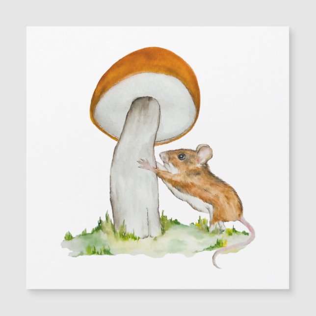 Rato engraçado com cogumelo selvagem (Frente)