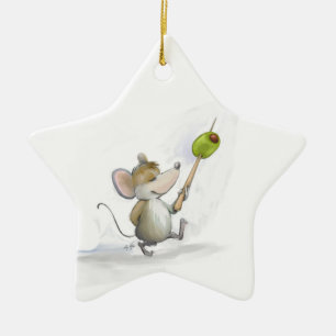Rato feliz com Ornamento Olive Star
