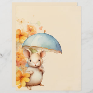 Rato Guarda-chuvas laranja flores vindas papel cas