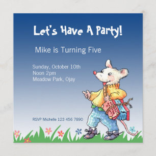 Rato pequeno com convite azul de Accordeon…